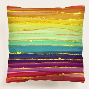 Rainbow Stripe Pattern Pillow Case Cover Decorative Toss Pillow